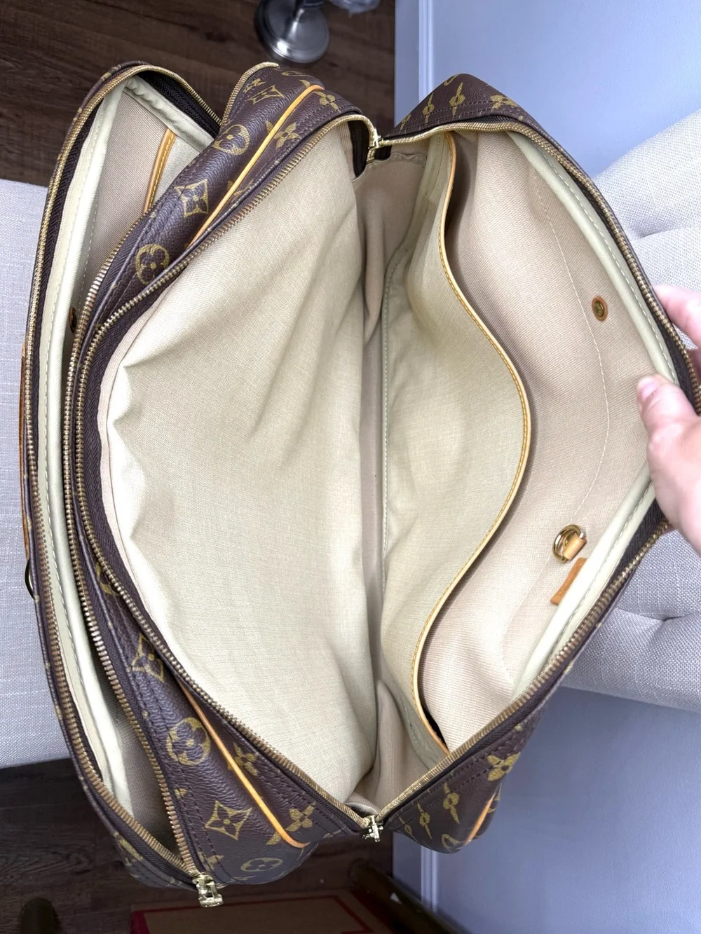 Authentic Louis Vuitton Alizé Poche travel bag M41393 brown monogram LV unisex